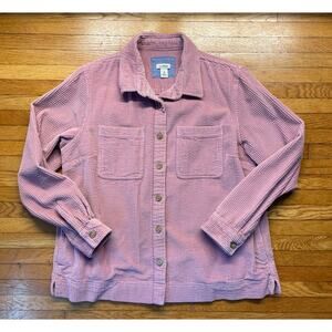 L.L. Bean Women's Comfort Corduroy Relaxed Shirt Medium Petite Adobe Rose EUC